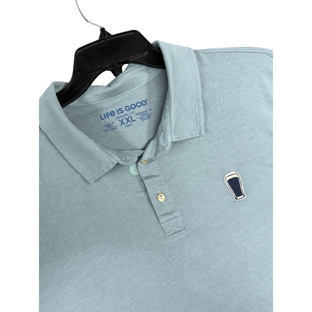 Life is Good‎ Polo Shirt Mens XXL Sage Green Golf Performance Short Sleeve Pique